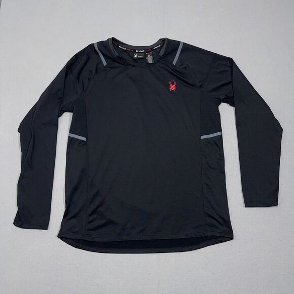 SPYDER Active Pro Web‎ Baselayer Shirt Men's Medium Long Sleeve Crewneck Black - Picture 1 of 10